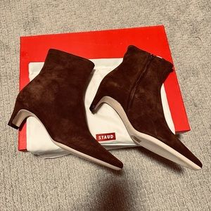 NIB STAUD Wally Ankle Boot in Mahogany Suede, Size 39 / 8.5